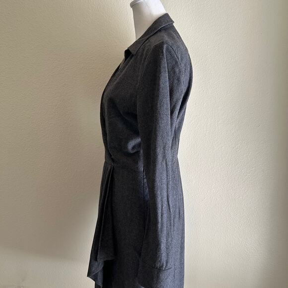 Max Mara Dress Wool Angora Blend Surplice Faux Wrap Classic Gray Long Sleeve - Picture 3 of 8
